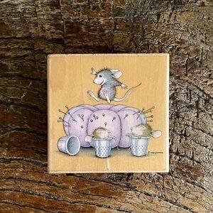 💜Vintage💜Mouse Bounce House Mouse Wood Block Rubber Stamp